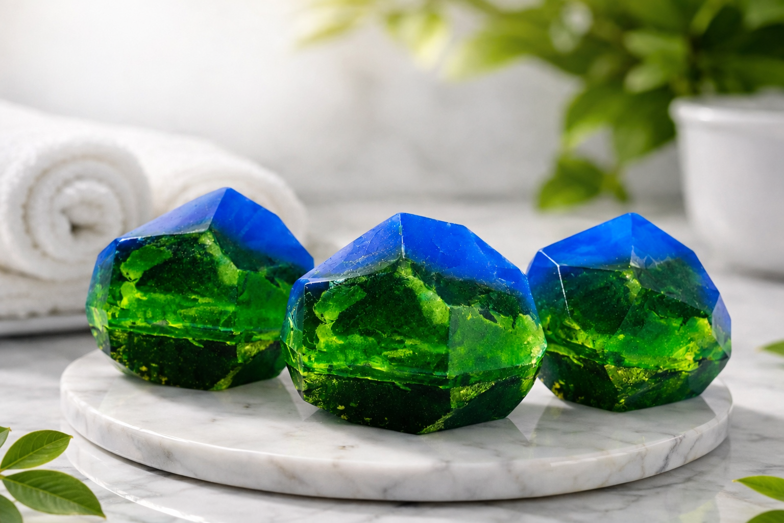 Handmade Gemstone Soap – Crystal‑Inspired Artisan Bar with Multicolor Layers, Moisturizing Glycerin Formula & Spa‑Quality Finish
