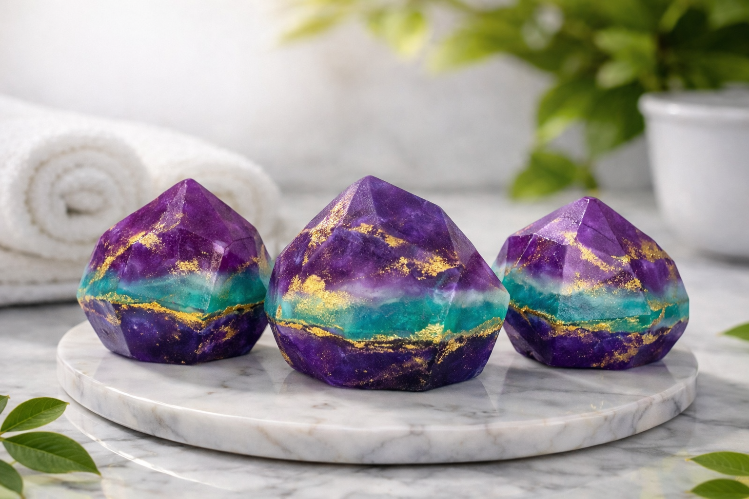 Handmade Gemstone Soap – Crystal‑Inspired Artisan Bar with Multicolor Layers, Moisturizing Glycerin Formula & Spa‑Quality Finish