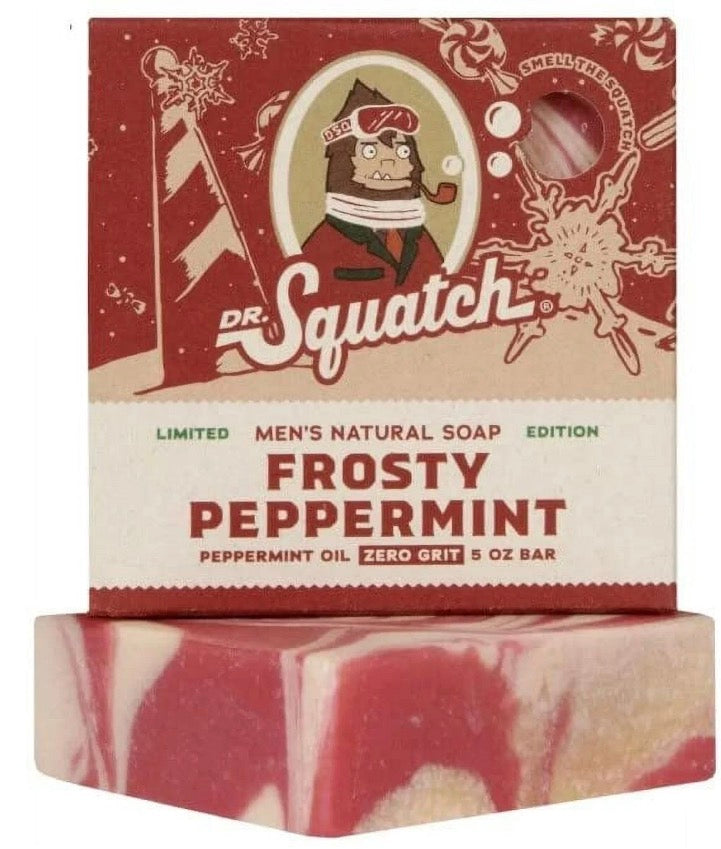 Limited Edition Dr. Squatch Frosty Peppermint Bar Soap Zero Grit 5 oz