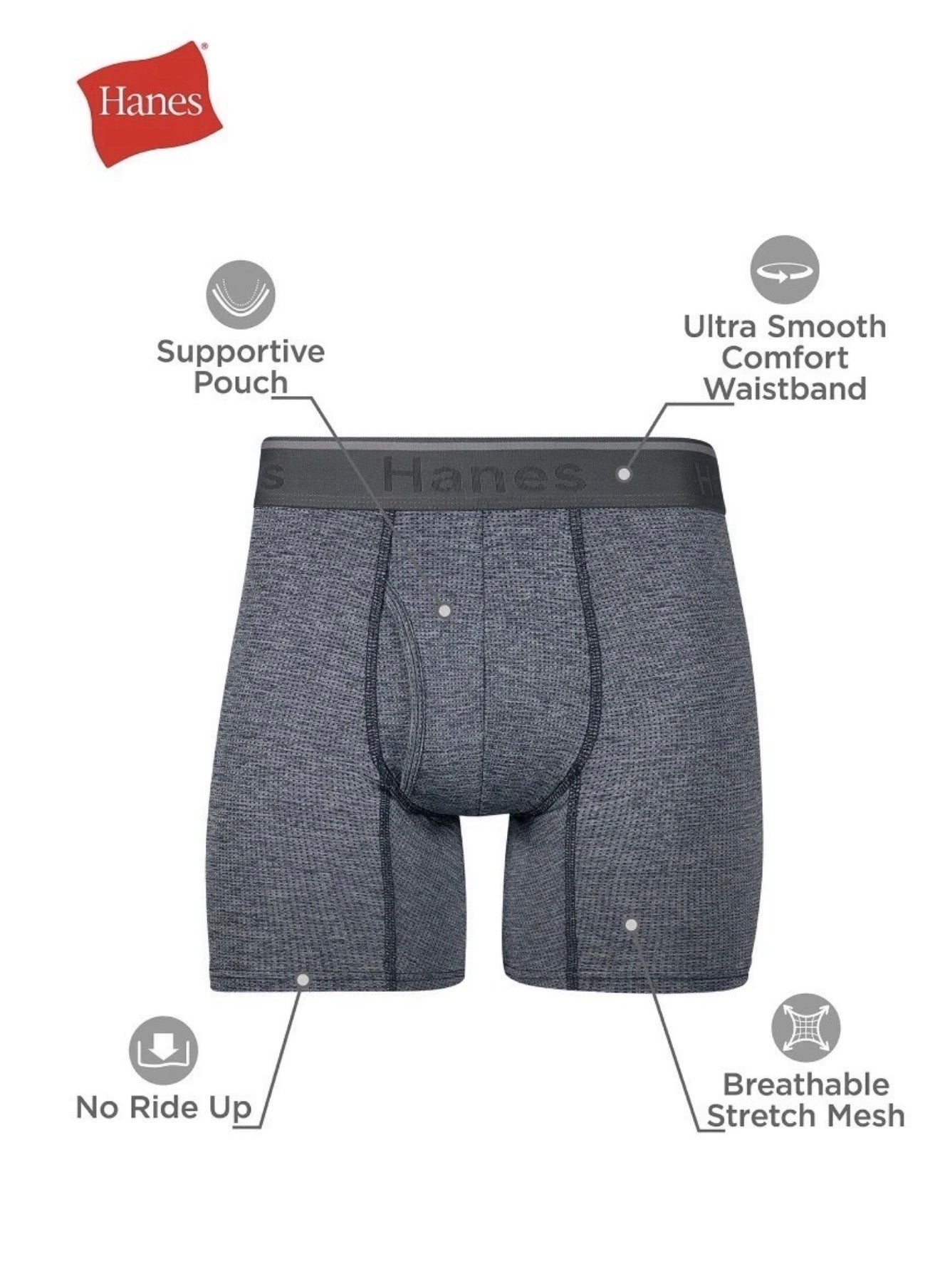 Hanes Tagless Comfort Flex Fit 3 Pack Lightweight Boxer Briefs Mens
